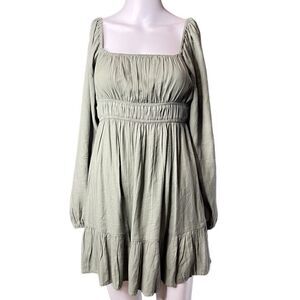 Forever 21 Long Sleeve Baby Doll Mini Skirt Green Size Small